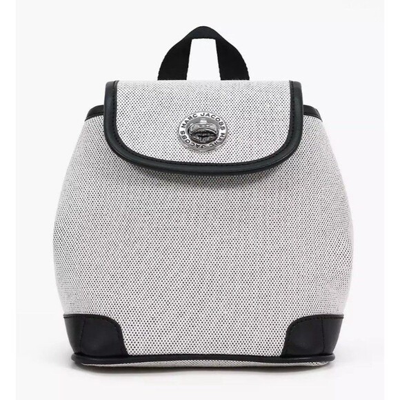 New Marc Jacobs Convertible Canvas Backpack Bag Beige /Black - Picture 1 of 7